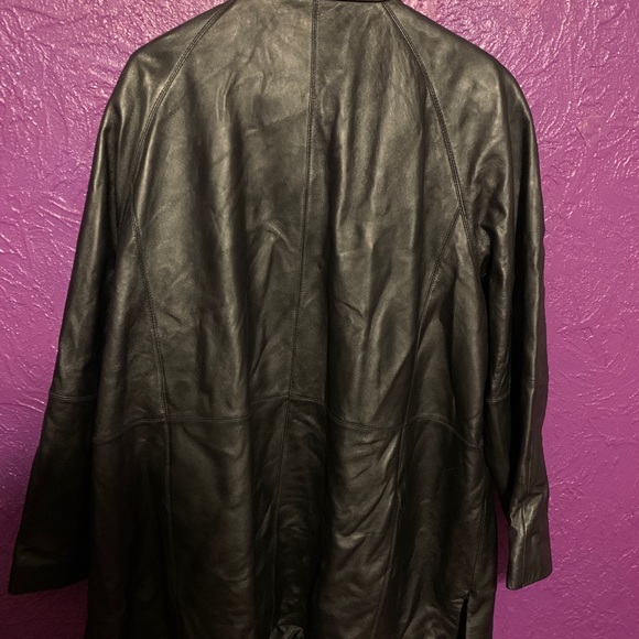 BLACK LEATHER COAT SIZE 3X - Picture 2 of 2